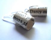 Pride & Prejudice Bookworm Earrings from Recycled Book Pages