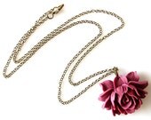 rose necklace, flower necklace, long necklace, red necklace burgundy, long pendant necklace, statement necklace