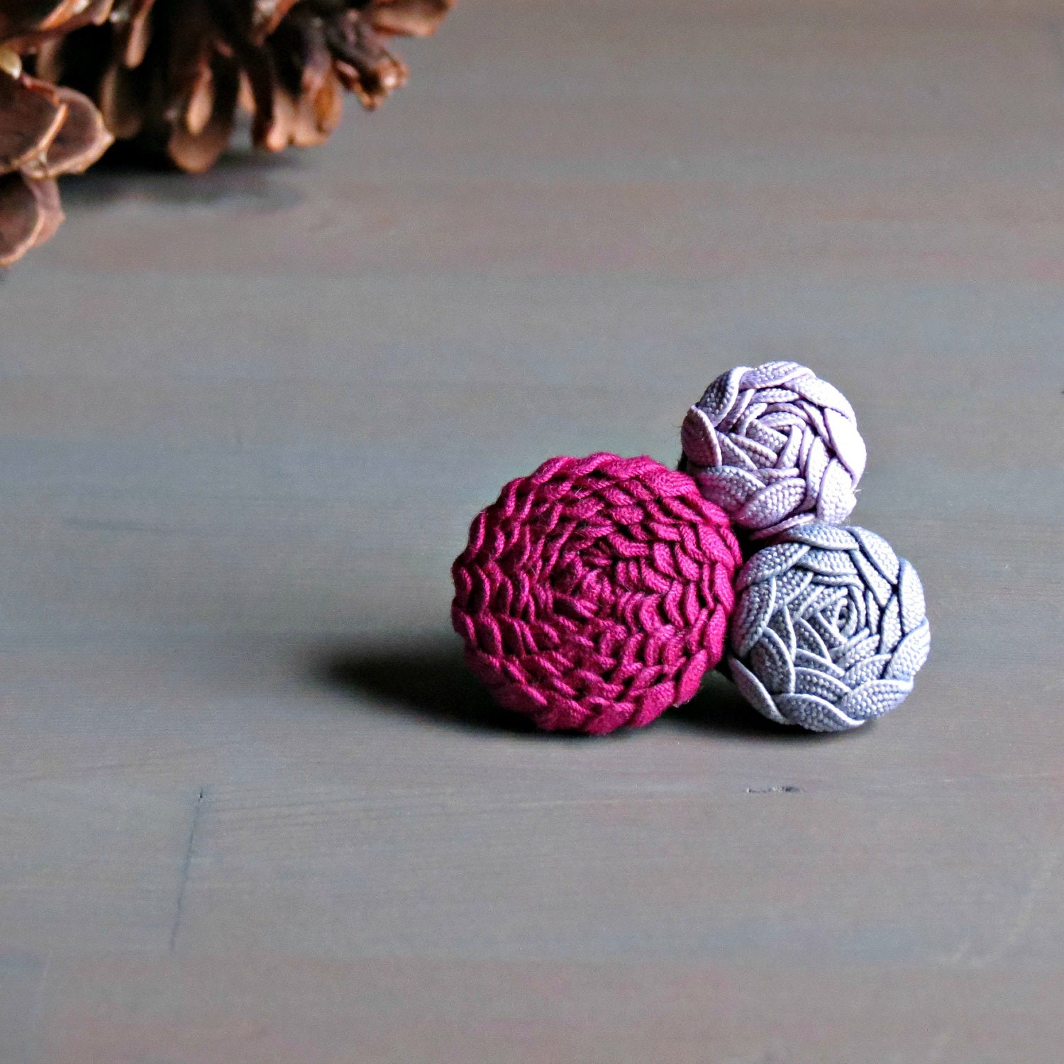 Fuschia, Grey and Purple Brooch Pin . Gifts for Her . by ponyupdesigns - ponyupdesigns
