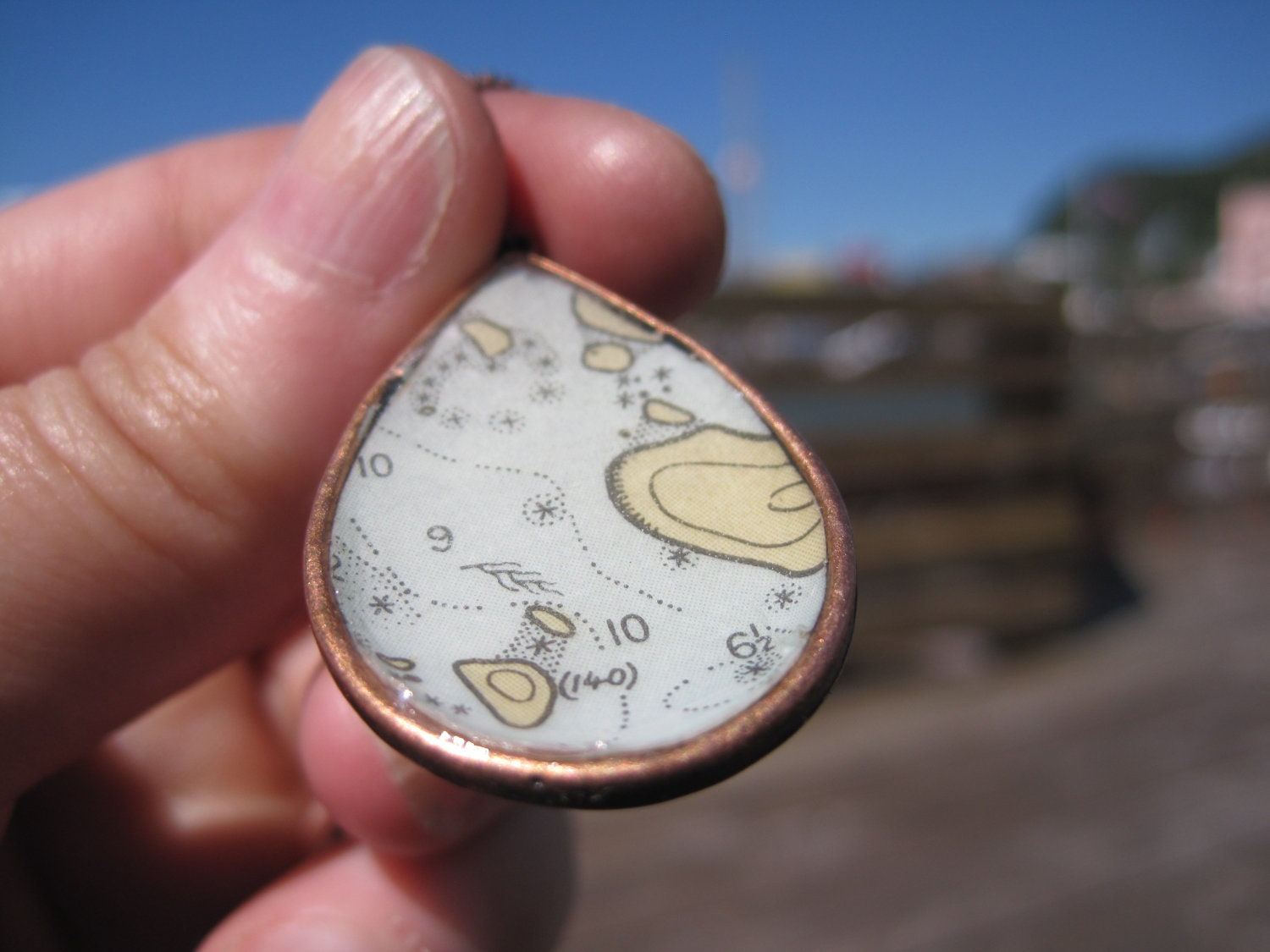 Nautical Chart Necklace - long