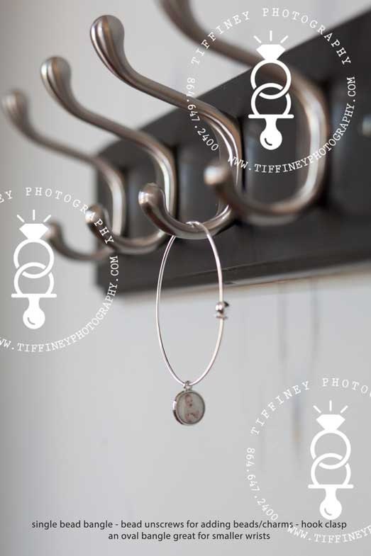 Oval Silver Plated Photo Charm Bangle