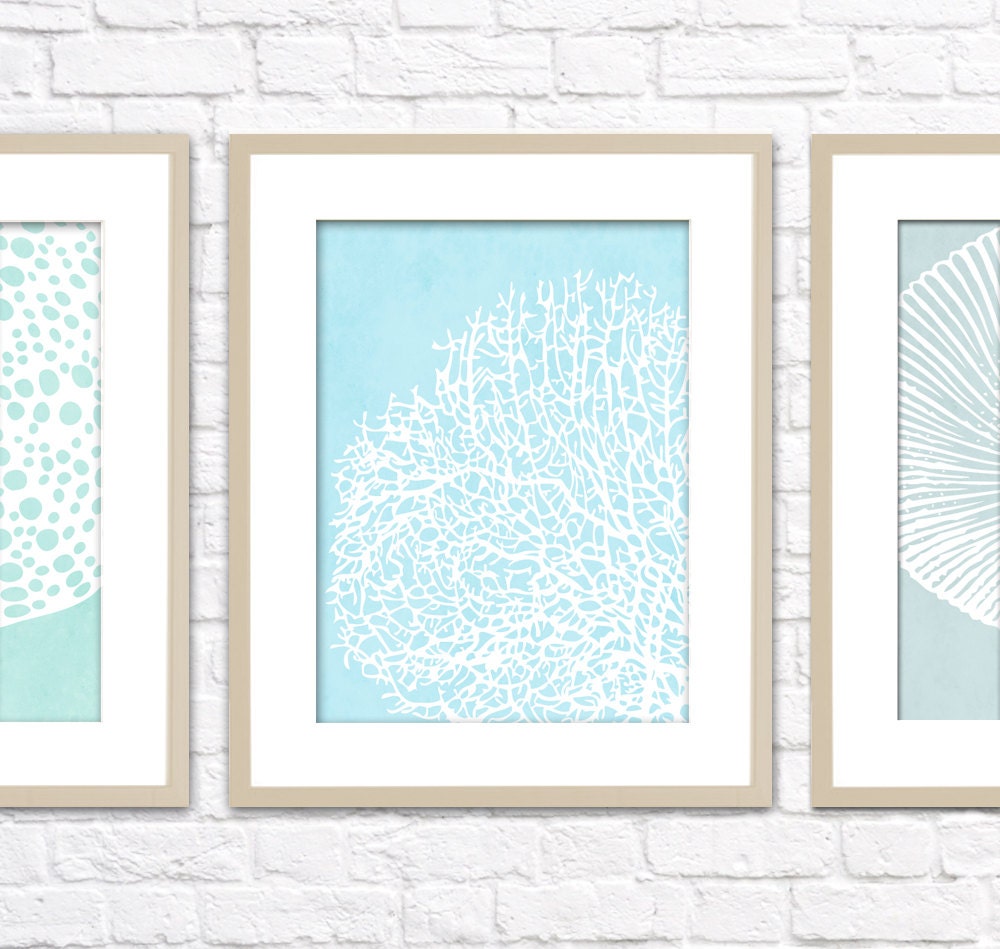 Ocean Set Art Print / Choose from 6 Sea Shell Designs / 8x10 / Digital Print Wall Art Poster