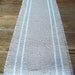 Burlap Table Runner 10 x 108 with Hand Painted White Double Stripes - Other Colors Available - Wedding Table Runner