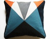 Grey Blue Orange 'AU' After Upholstery patchwork cushion