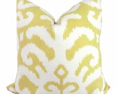 Duralee Yellow Ikat Decorative Pillow Cover  18x18, 20x20, 22x22, 14x20 or 12x24, Accent Pillow, Throw Pillow, Toss Pillow