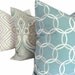 Blue and Platinum Embroidered Chainlink Trellis Pillow Cover 20x20