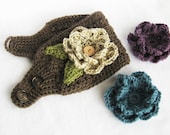 CROCHET PATTERN Ear Warmer with Interchangeable Flowers (Sizes 12 months to adult) Instant Download