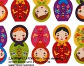 Nesting Kukla dolls LAMINATED coated vinyl fabric yardage fabric yardage by Suzy Ultman (aka oilcloth, vinyl, slicker) BPA free & WIDE