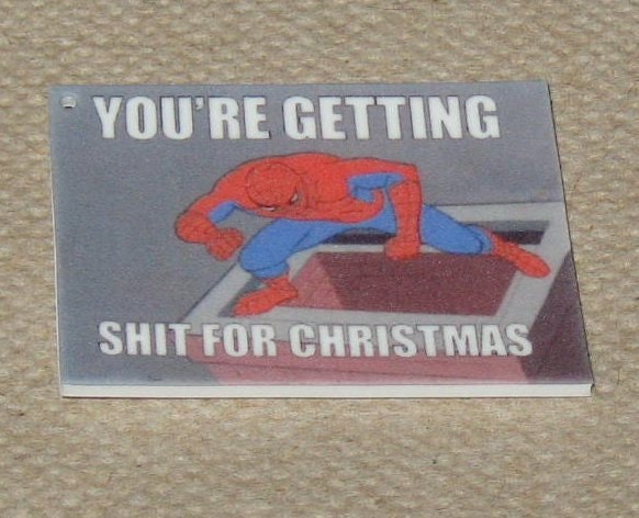 SALE - 60's Spiderman Christmas Meme Keychain/Lanyard/Phone Charm