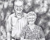 8 x 8 inch Custom Pencil Drawing From Your Photo - Custom Portrait - Full Picture