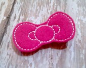Pink Bow Felt Hair Clip