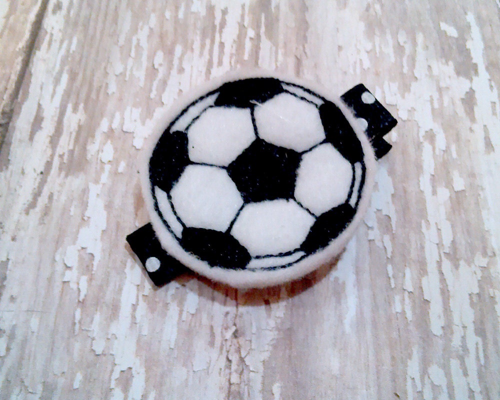 Soccer Hair Clip - Felt Soccer Ball