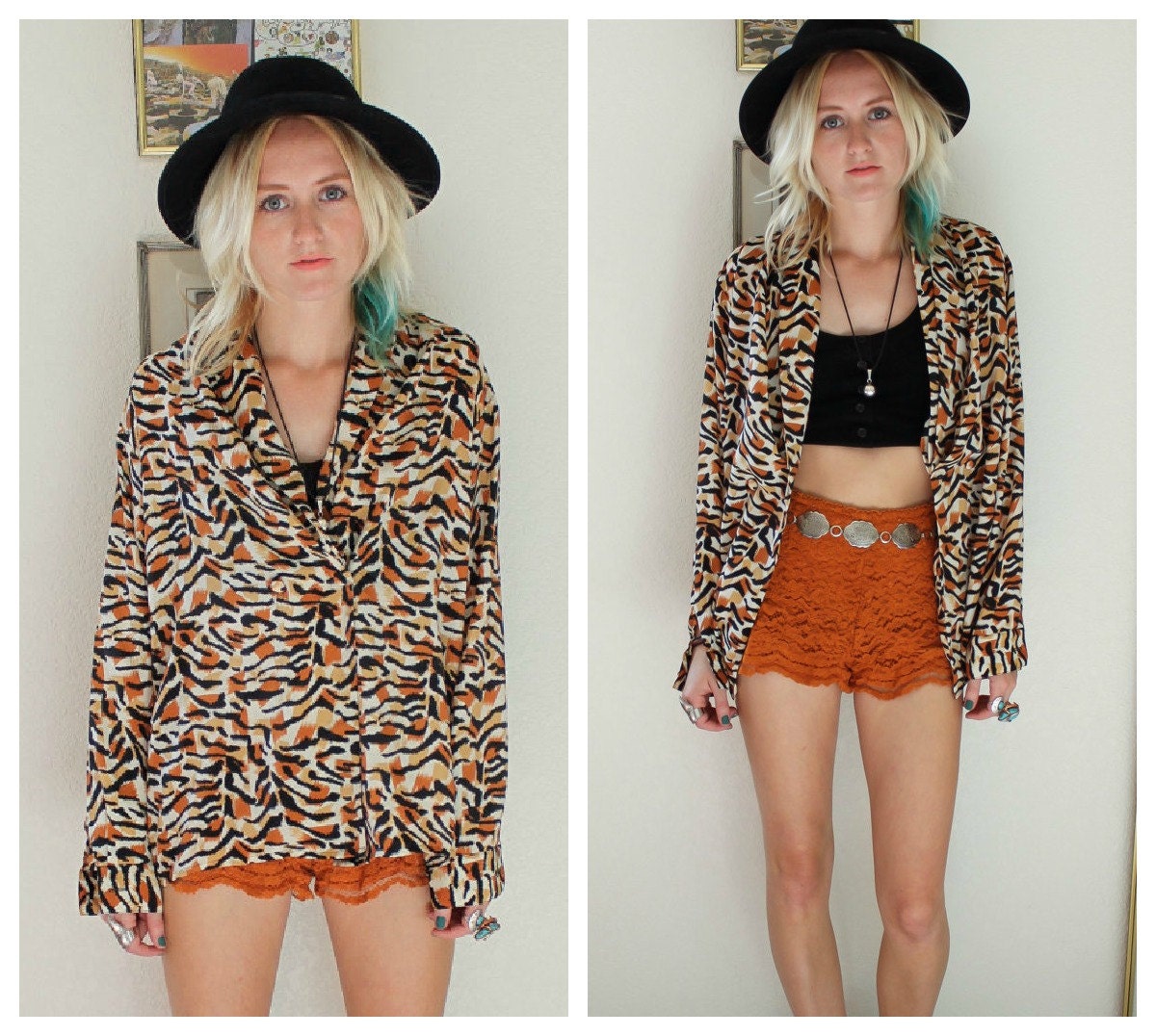 VINTAGE Animal Print Blouse