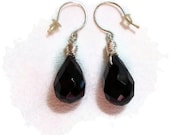 Black Onyx Gemstone Sterling Silver Wire Wrapped Earrings