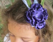 Royal Purple Flower with Feathers Hair Accessory