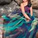 Regal Miss Peacock.2 Piece Flower Girl Outfit with Satin off the shoulder top and floor length peacock skirt.
