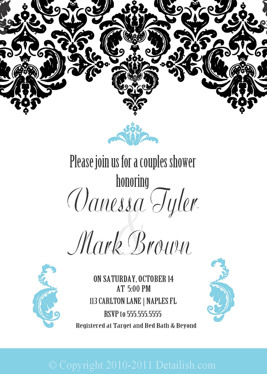 Elegant Ornate Tiffany Blue Damask Baby Shower Birthday Bridal Shower Printable Invitation - EMAIL OR DIY Uprint 217 Il_170x135