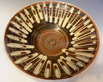 Ceramic tiki bowl with mocha and caramel swirls