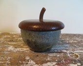 Danish Modern Teak Pottery Acorn Pottery Mid Century Modern Brown and Blue Autumn Decor