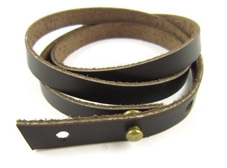 Three Circles Dark Brown Leather Cuff  Bracelet Made of Leather C017-1