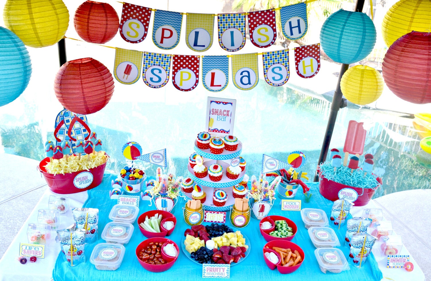 Pool Party Decorations- Printable Pool Party Birthday Party Decorations PDF/JPEG- as seen on Amy Atlas Il_570xn