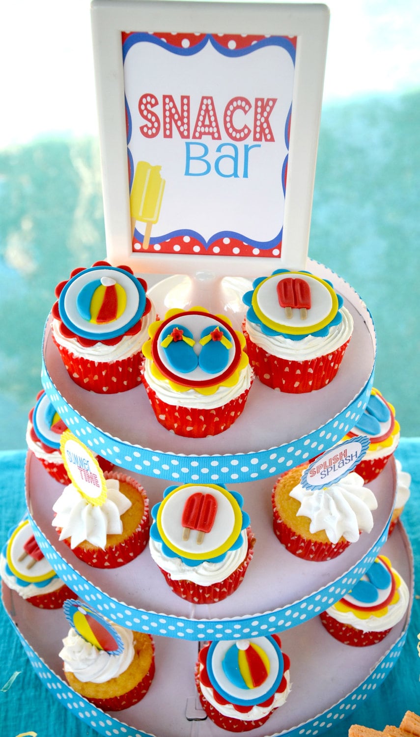Pool Party Decorations- Printable Pool Party Birthday Party Decorations PDF/JPEG- as seen on Amy Atlas
