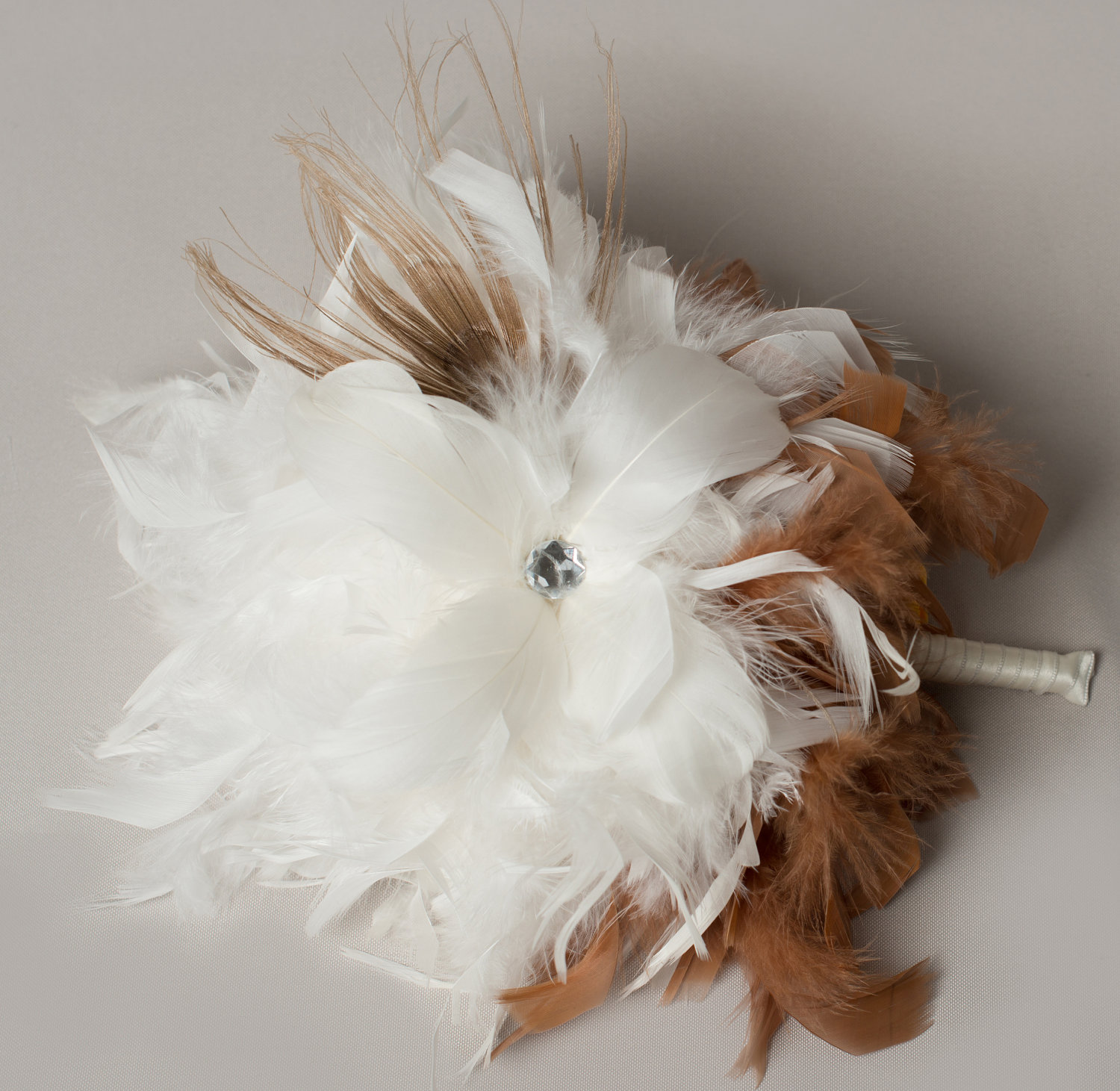 Ivory and Bleached Peacock Feather Bouquet, Bridal Bouquet, Feather Wedding Bouquet,  Bridesmaid Bouquets,  Ivory Bouquet
