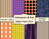 Halloween & Fall Digital Paper Pack - Digital Scrapbooking Set, Halloween Backgrounds