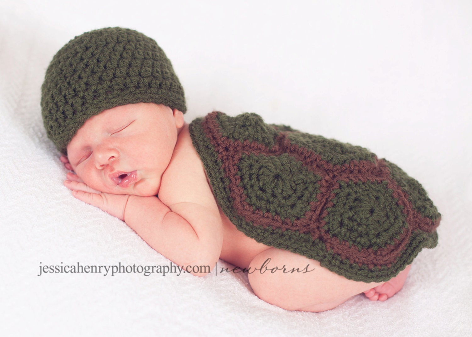 Crochet Newborn Turtle Hat And Shell Photo Prop - Photo Prop Set - Soft Acrylic Yarn