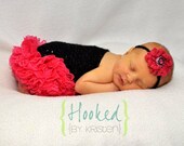 Crochet Lace Ruffled Petti Romper Photography Prop in Baby Alpaca Shimmer size Newborn