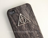 harry potter Iphone 4 Case,Deathly Hallows iphone 4s case, Iphone Case, black wooden Hard Case