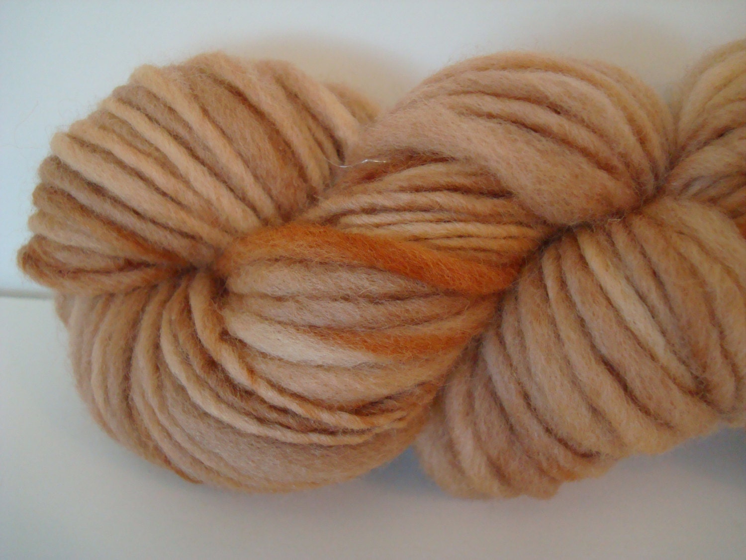 Handspun Yarn Mini Skein Thick & Thin Singles "Toasted Almond" 46 yds