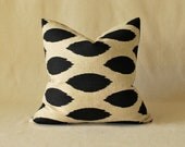 Ikat Pillow Cover Black and Tan Premier Prints Chipper Dot Geometric Ikat 18"x18"