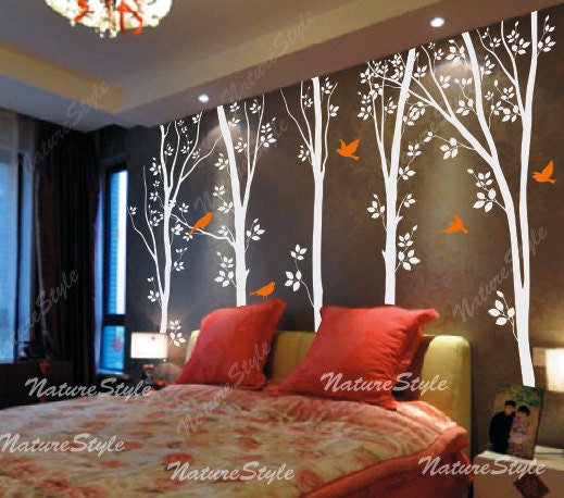 tree decal nursery wall decal baby wall decal children wall decal flying birds decal room decal-Tree with Flying Birds