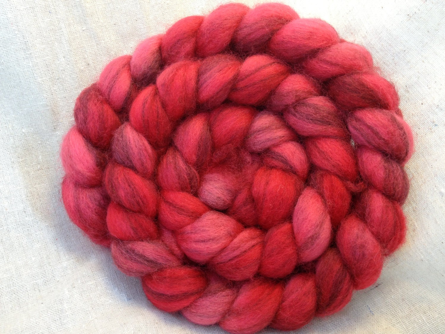 Specimen 168 - 4 ounces of Red BFL Wool Roving