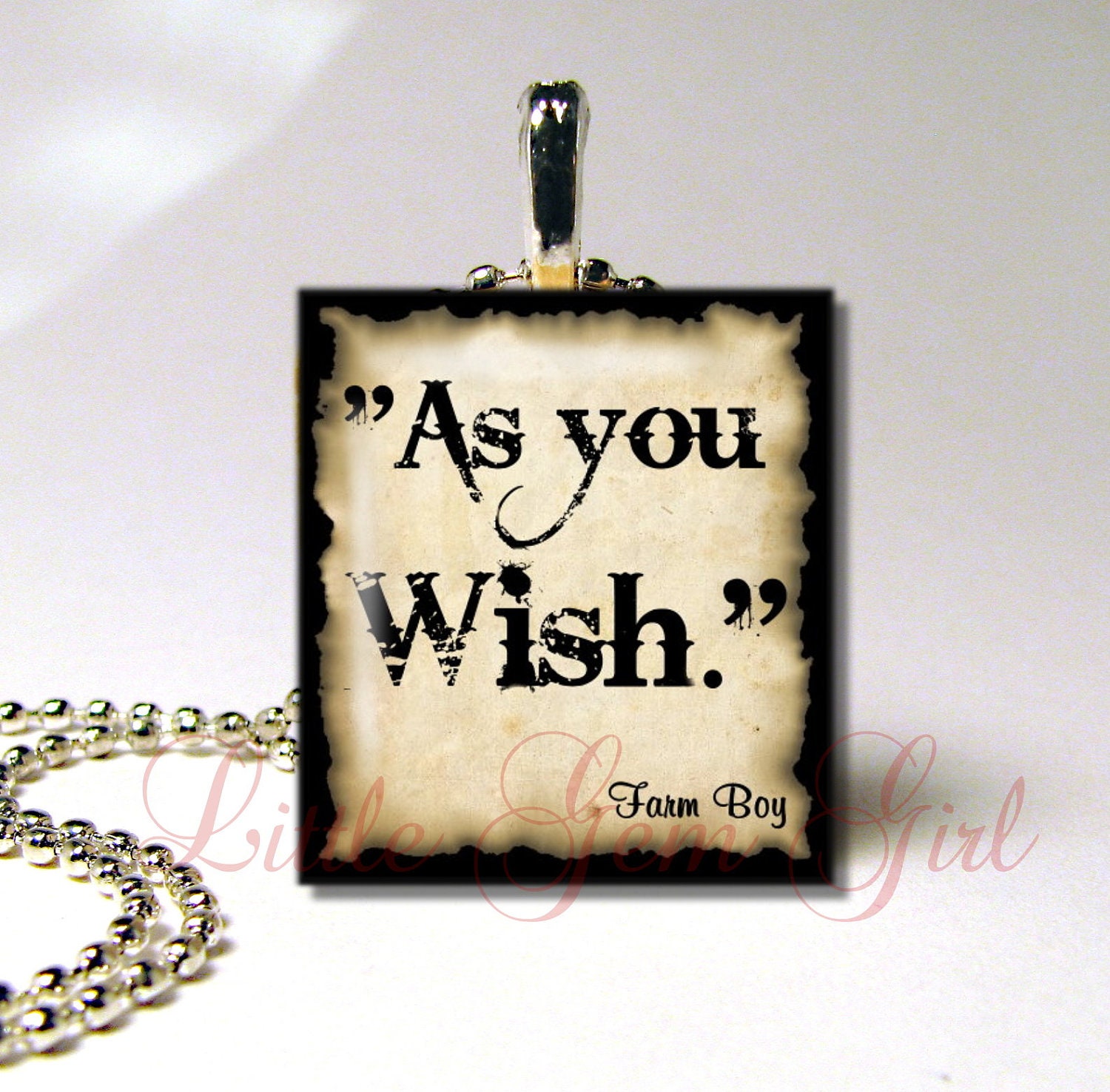 As You Wish - Princess Bride Quote Scrabble Tile Necklace Pendant - 2 Styles to Choose From (ball chain sold separately)