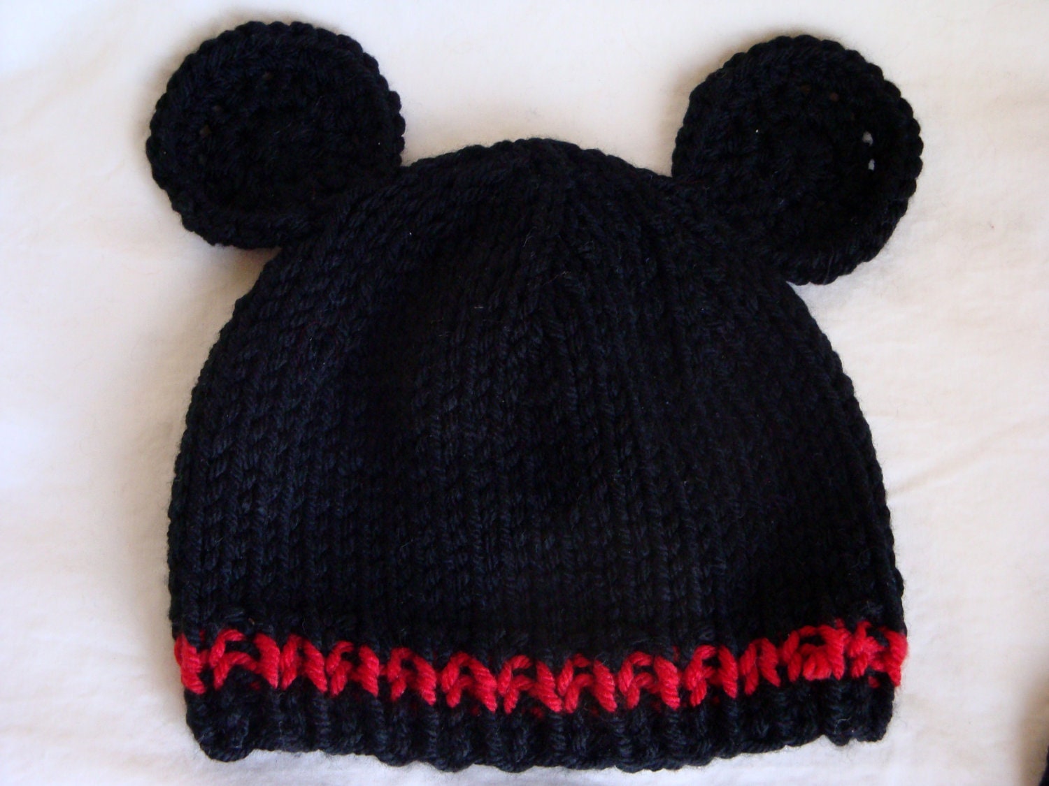 Mickey OR Minnie Inspired Baby Beanies - Hand Knit Mouse Hat