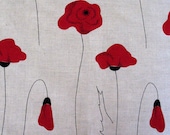 Linen Table Runner Tablecloth Natural  White Gray Black Red poppy, Linen Lace 57,9" x 18,9"