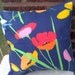 Floral Blue Upcycled Pillow Cover 14 Inch Square