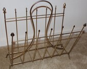 Vintage 1960's Magazine Rack Retro Goldtoned Wire Metal