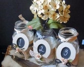 handcrafted french country table number jar vases (3) wedding decor by Lisa Rice