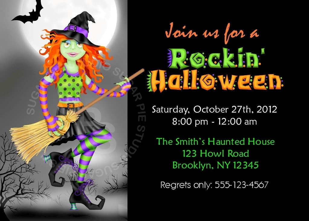 Printable Halloween Birthday party, Invitation Custom Personalized Digital File, DIY Printable