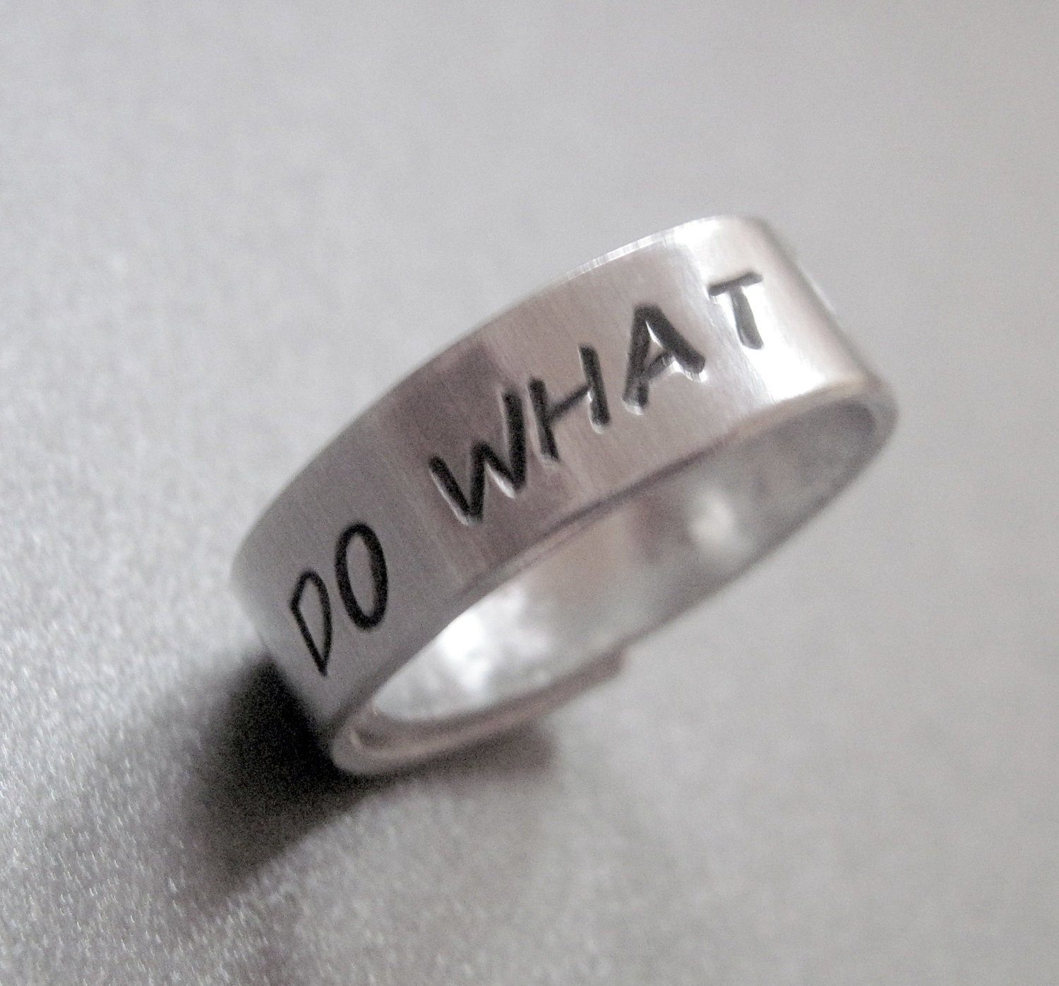 Avengers Loki Inspired Skinny Ring - I Do What I Want - Hand Stamped Aluminum Wraparound Ring