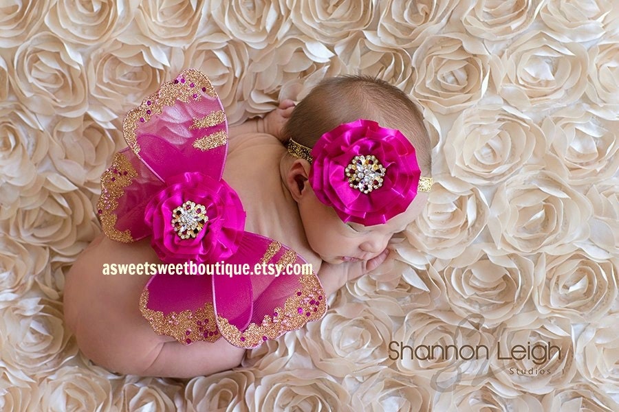 Baby Butterfly Wings Sweet Magenta Enchantment Wings And Headband Set From The Sweet Fairy Fancy Collection Beautiful Newborn Photo Prop