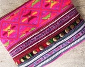 Embroidery case bag for stationery, cosmetic and kindle //// purple // pink // violet