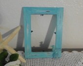 Beach Cottage Frame Shabby Chic Aqua Turquoise Tiffany Blue Coastal Cottage Home Decor Spa Retreat Distressed Seaside Pelican