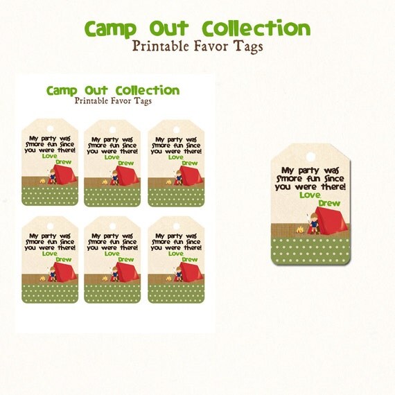 CAMP OUT BIRTHDAY - Printable Favor Tags - Libby Lane Press Il_570xn