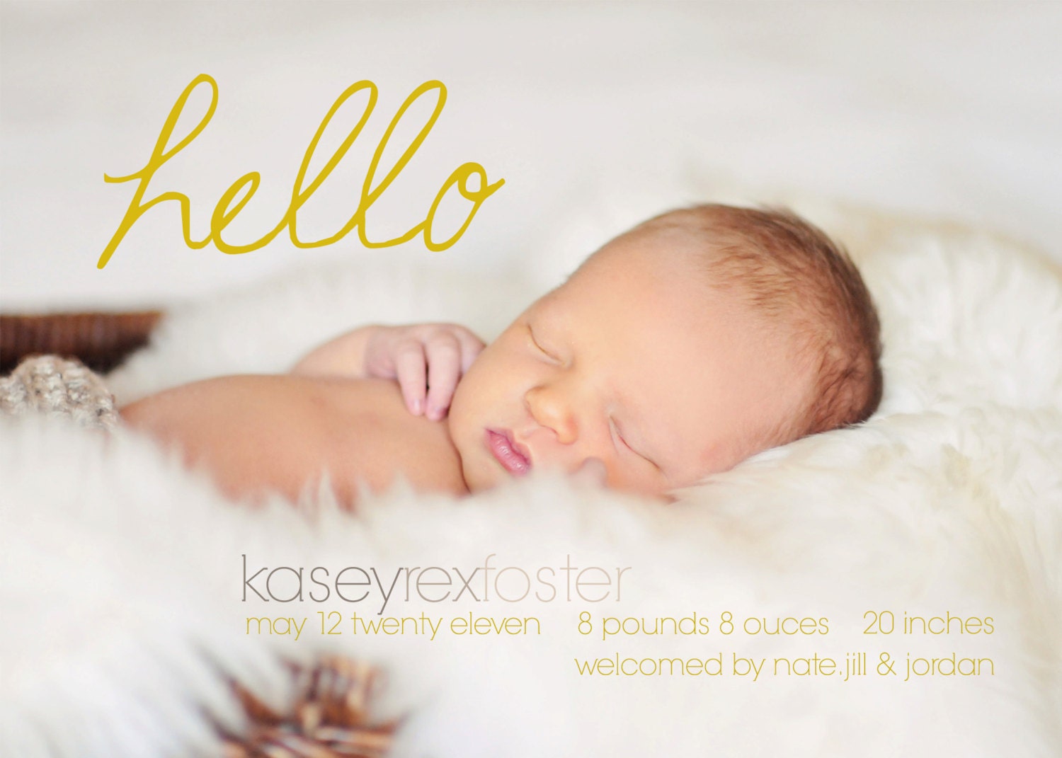 Custom Photo Birth Announcement Template "Hello Baby"