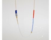 Beaded Colorblocked Necklace in White, Light Blue and Coral, The Bellatrix