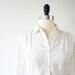 OSCAR DE la RENTA Vintage Blouse Rounded Collar Blouse Polka Dot Blouse White Blouse